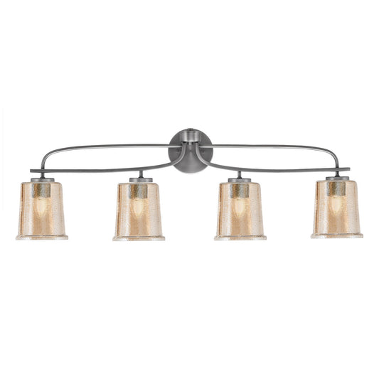 Toltec Cavella 4-Light Bath Bar | Graphite Finish and Amber Bubble Glass | Bathroom Vanity Light | 7.25 x 12 in | Model 3914-GP-5033