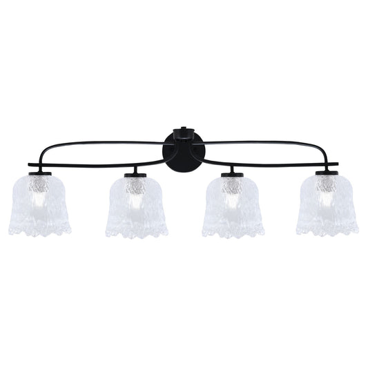 Toltec Cavella 32in 4-Light Bath Bar | Modern Matte Black and Clear Lava Glass | Bathroom Vanity & Powder Room | 8.5 x 12.5 in | Model 3914-MB-4230