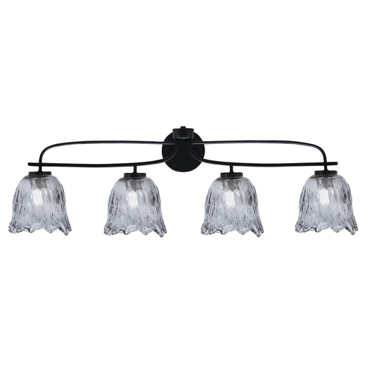 Toltec Cavella 32in 4-Light Bath Bar | Modern Matte Black and Smoke Lava Glass | Bathroom Vanity & Powder Room | 8.5 x 12.5 in | Model 3914-MB-4232