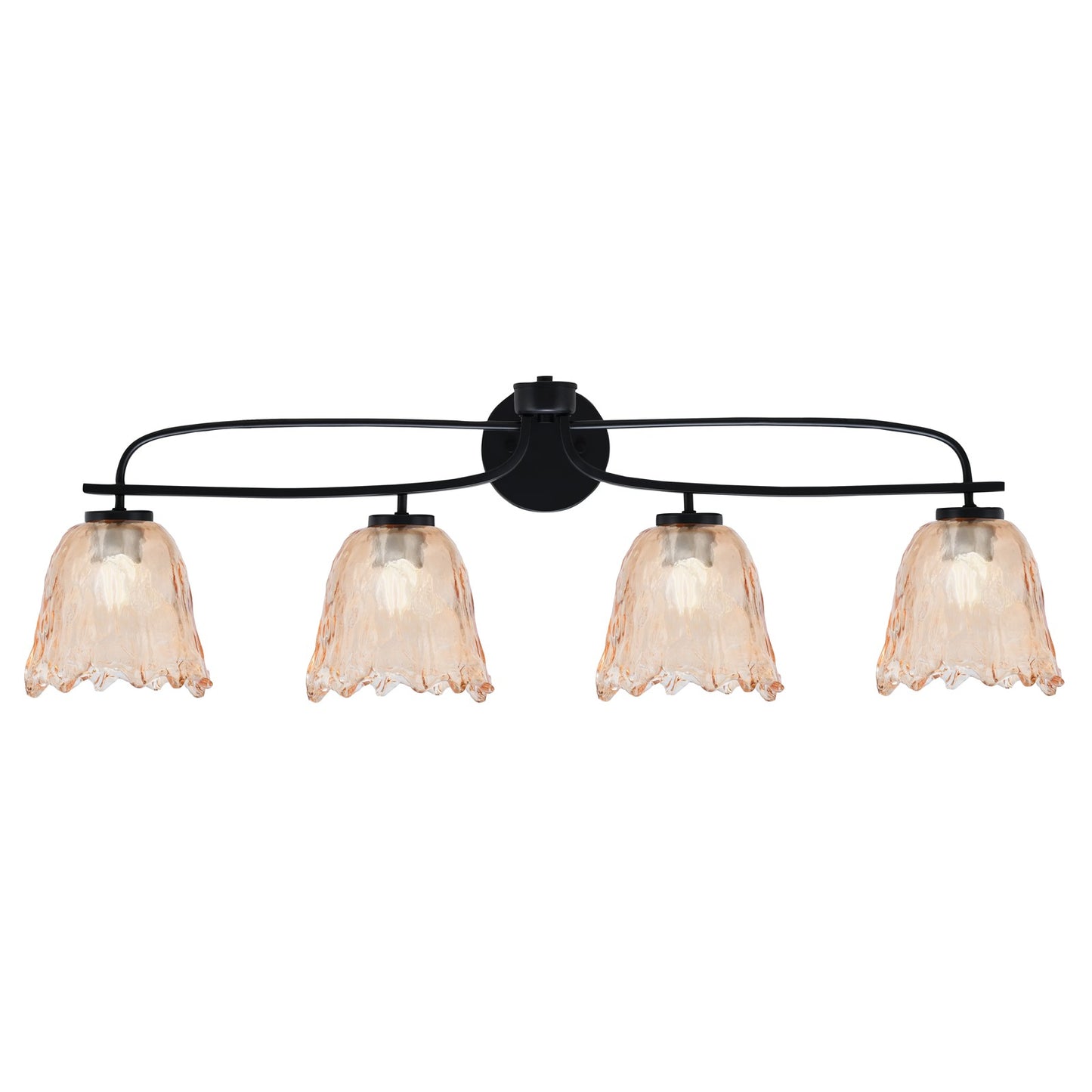 Toltec Cavella 32in 4-Light Bath Bar | Modern Matte Black and Amber Lava Glass | Bathroom Vanity & Powder Room | 8.5 x 12.5 in | Model 3914-MB-4233
