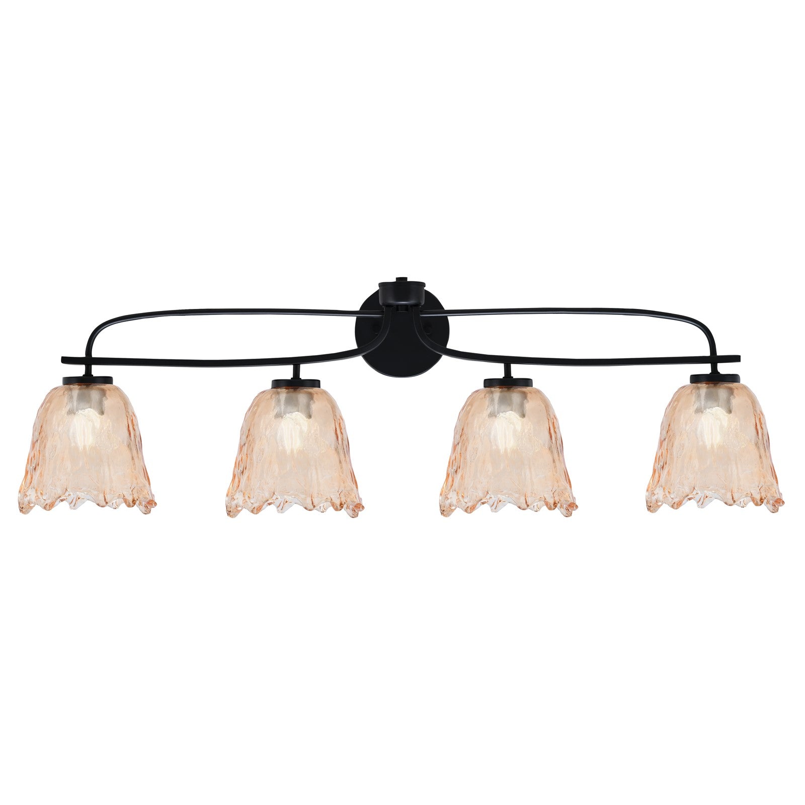 Toltec Cavella 32in 4-Light Bath Bar | Modern Matte Black and Amber Lava Glass | Bathroom Vanity & Powder Room | 8.5 x 12.5 in | Model 3914-MB-4233