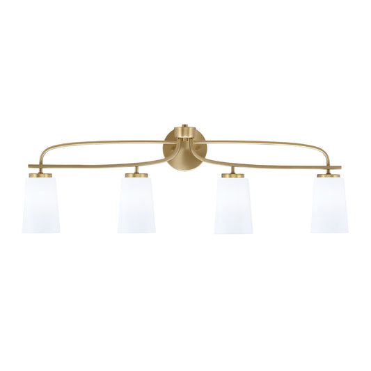 Toltec Cavella 4-Light Bath Bar | Modern New Age Brass and White Opal Glass | Bathroom Vanity & Powder Room | 7 x 12.5 in | Model 3914-NAB-261