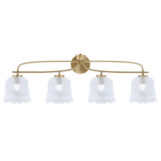 Toltec Cavella 4-Light Bath Bar | New Age Brass and Clear Lava Glass | Bathroom & Vanity Lighting | 8.5 x 12.5 in | Model 3914-NAB-4230