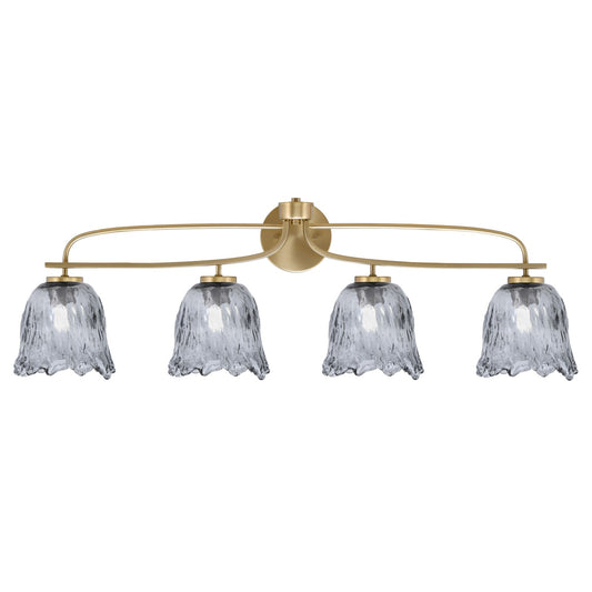 Toltec Cavella 4-Light Bath Bar | New Age Brass and Smoke Lava Glass | Bathroom & Vanity Lighting | 8.5 x 12.5 in | Model 3914-NAB-4232