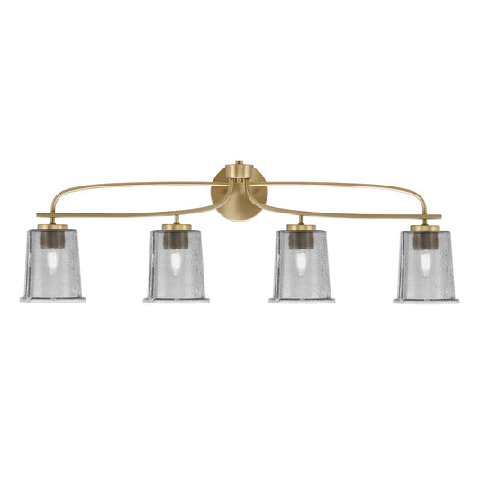 Toltec Cavella 4-Light Bath Bar | New Age Brass and Smoke Bubble Glass | Bathroom & Vanity Lighting | 7.25 x 12 in | Model 3914-NAB-5032