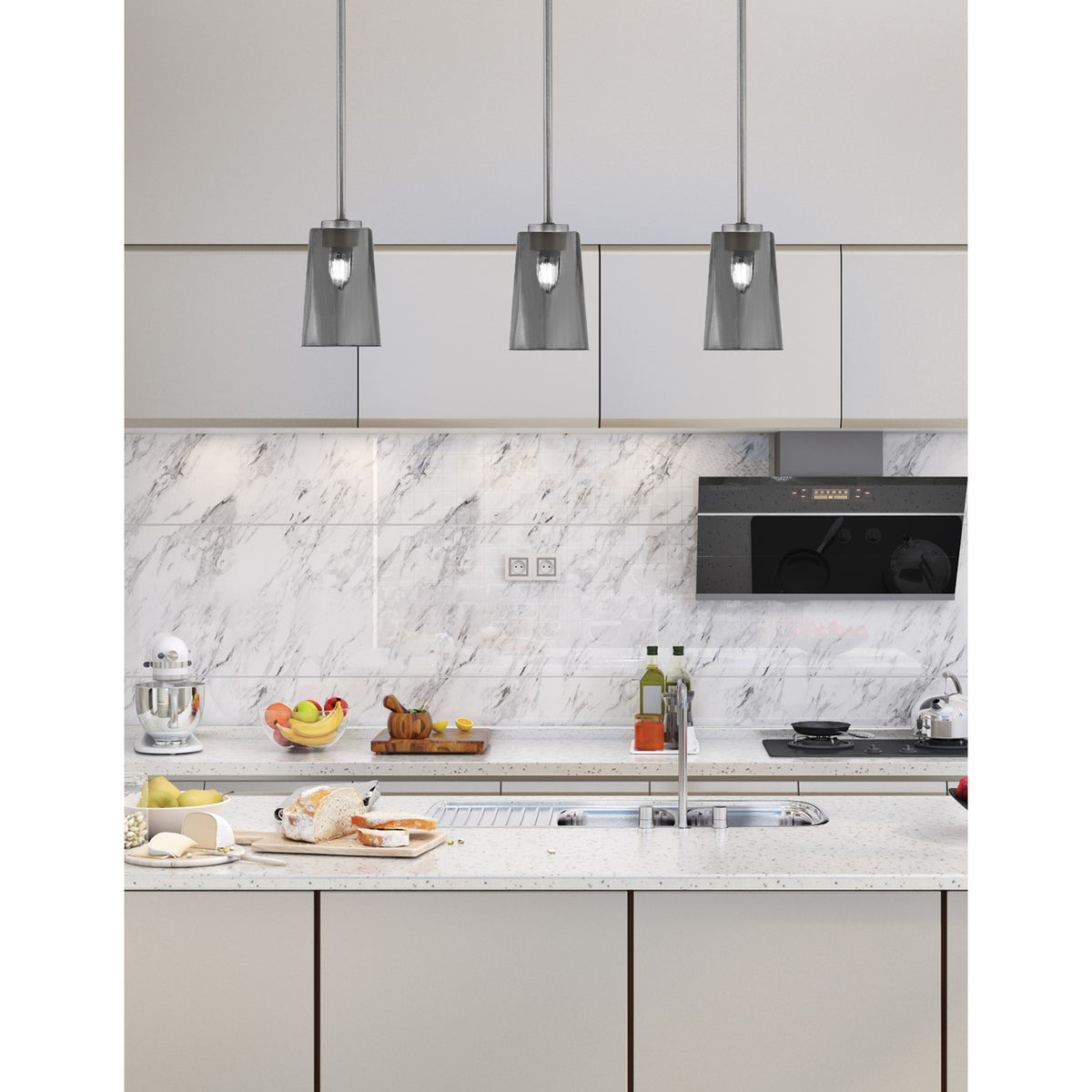 Toltec Atlas 4.5in 1-Light Mini Pendant | Modern Graphite and Smoke Bubble Glass | Kitchen Island & Dining Room | 4.5 x 6.75 in | Model 4501-GP-262
