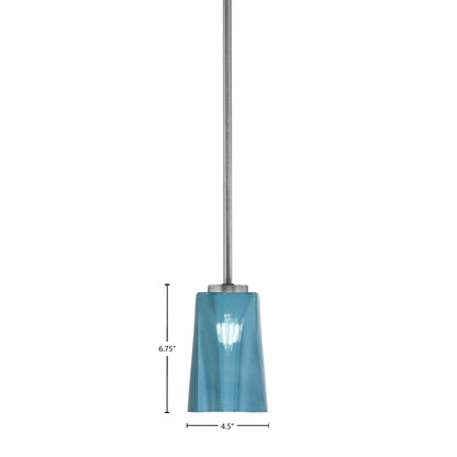 Toltec Atlas 4.5in 1-Light Mini Pendant | Modern Graphite and Blue Gradient Glass | Kitchen Island & Dining Room | 4.5 x 6.75 in | Model 4501-GP-265