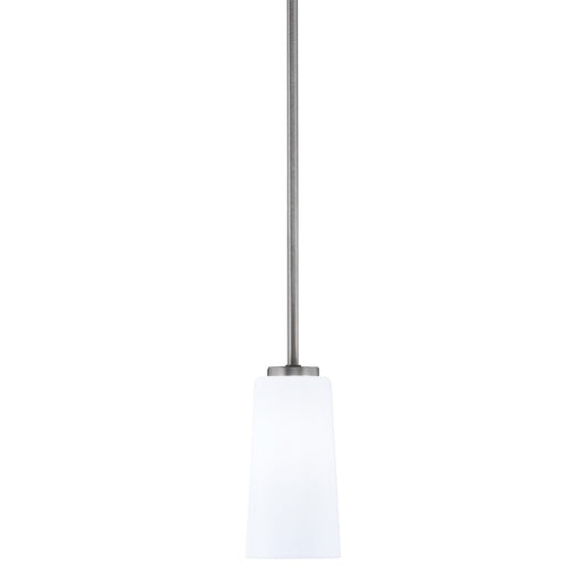Toltec Atlas 5in 1-Light Mini Pendant | Modern Graphite and White Opal Glass | Kitchen Island & Dining Room | 5 x 10 in | Model 4501-GP-291