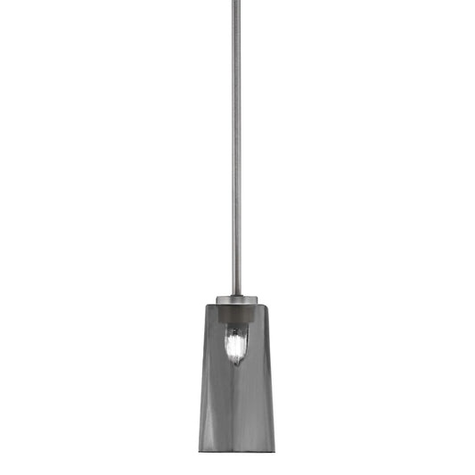 Toltec Atlas 5in 1-Light Mini Pendant | Modern Graphite and Smoke Bubble Glass | Kitchen Island & Dining Room | 5 x 10 in | Model 4501-GP-292