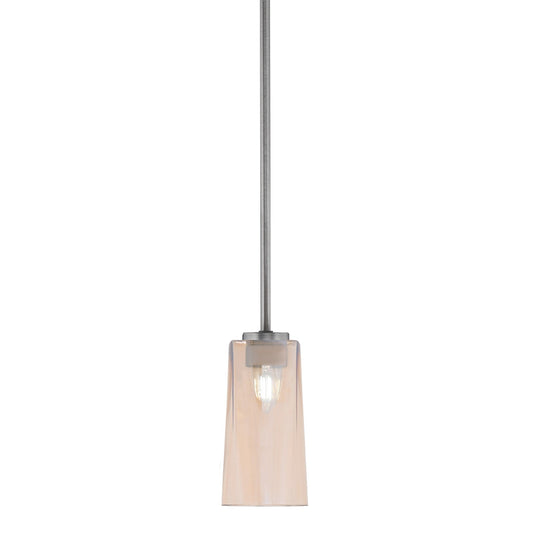 Toltec Atlas 5in 1-Light Mini Pendant | Modern Graphite and Amber Gradient Glass | Kitchen Island & Dining Room | 5 x 10 in | Model 4501-GP-293