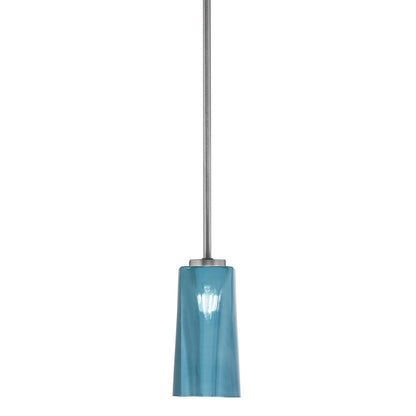 Toltec Atlas 5in 1-Light Mini Pendant | Modern Graphite and Blue Gradient Glass | Kitchen Island & Dining Room | 5 x 10 in | Model 4501-GP-295