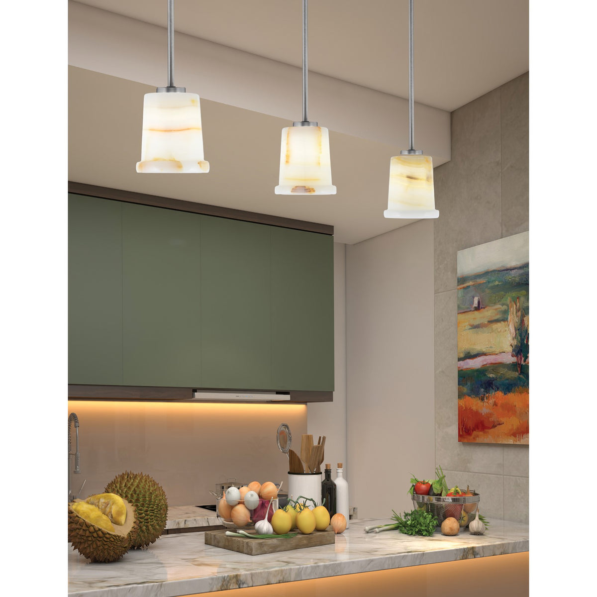Toltec Atlas 5in 1-Light Mini Pendant | Modern Graphite and Natural Stone | Kitchen Island & Dining Room | 5 x 6 in | Model 4501-GP-4128