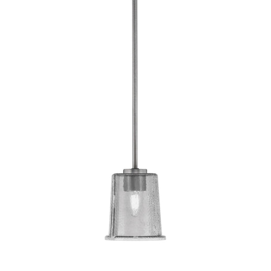 Toltec Atlas 5in 1-Light Mini Pendant | Modern Graphite and Smoke Bubble Glass | Kitchen Island & Dining Room | 5 x 6 in | Model 4501-GP-5032