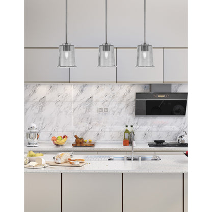 Toltec Atlas 5in 1-Light Mini Pendant | Modern Graphite and Smoke Bubble Glass | Kitchen Island & Dining Room | 5 x 6 in | Model 4501-GP-5032