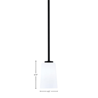 Toltec Atlas 4.5in 1-Light Mini Pendant | Modern Matte Black and White Opal Glass | Kitchen Island & Dining Room | 4.5 x 6.75 in | Model 4501-MB-261