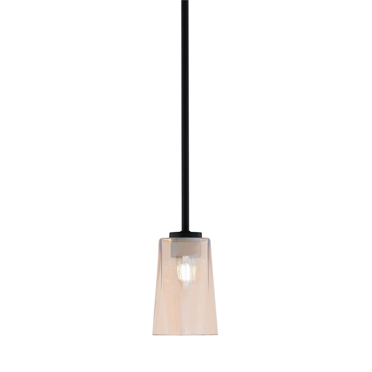 Toltec Atlas 5in 1-Light Mini Pendant | Modern Matte Black and Amber Gradient Glass | Kitchen Island & Dining Room | Model 4501-MB-263