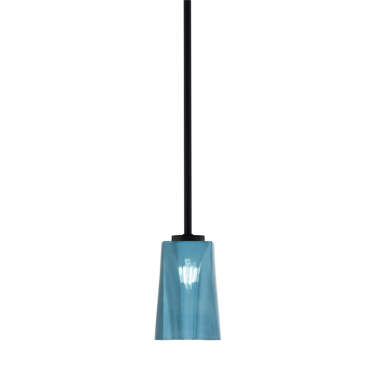 Toltec Atlas 5in 1-Light Mini Pendant | Modern Matte Black and Blue Gradient Glass | Kitchen Island & Dining Room | Model 4501-MB-265