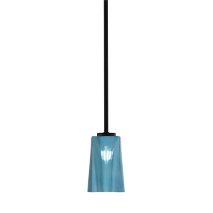 Toltec Atlas 5in 1-Light Mini Pendant | Modern Matte Black and Blue Gradient Glass | Kitchen Island & Dining Room | Model 4501-MB-265