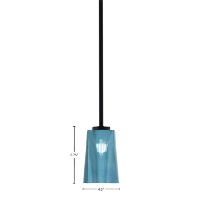 Toltec Atlas 5in 1-Light Mini Pendant | Modern Matte Black and Blue Gradient Glass | Kitchen Island & Dining Room | Model 4501-MB-265