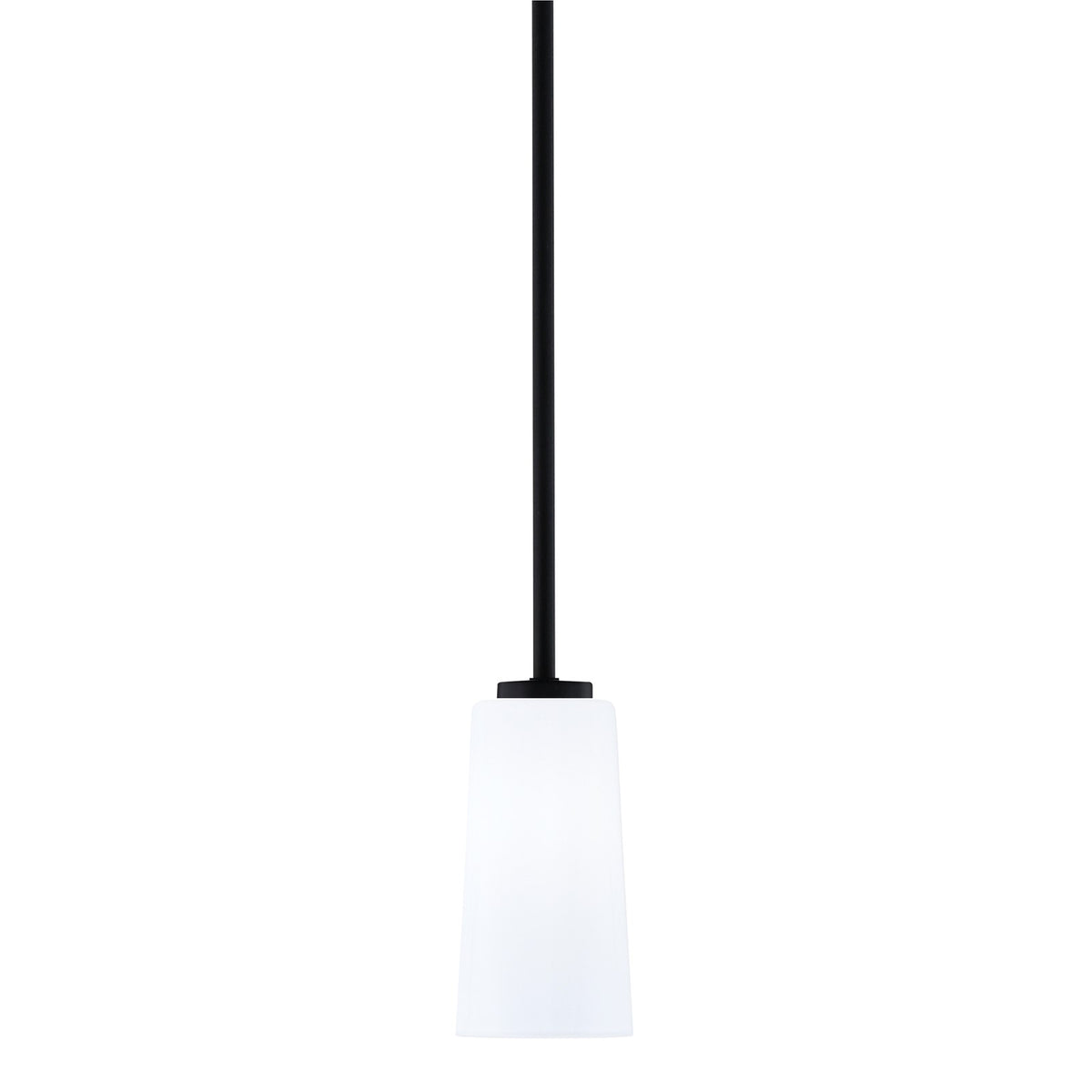 Toltec Atlas 5in 1-Light Mini Pendant | Modern Matte Black and White Opal Glass | Kitchen Island & Dining Room | 5 x 5 x 10 in | Model 4501-MB-291