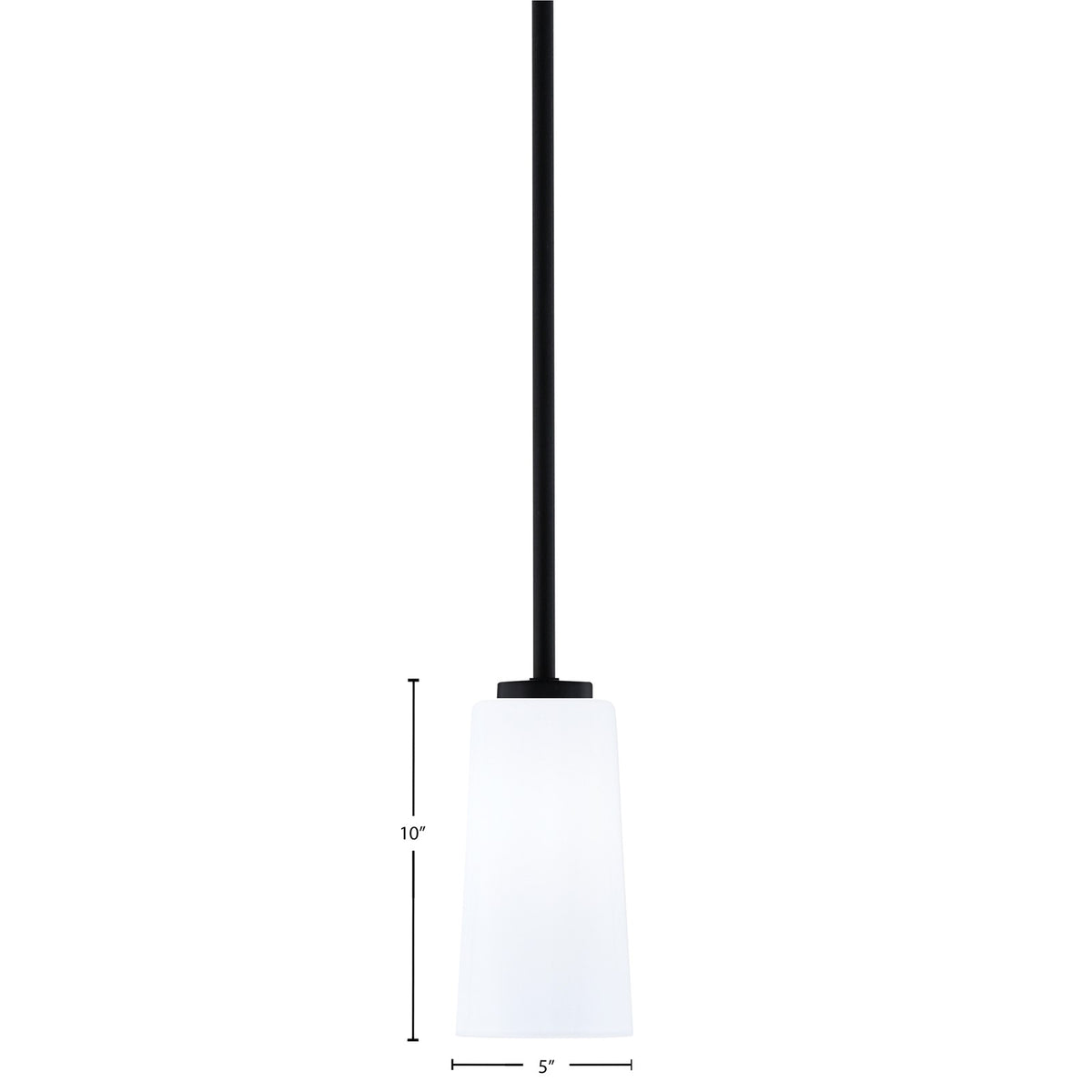 Toltec Atlas 5in 1-Light Mini Pendant | Modern Matte Black and White Opal Glass | Kitchen Island & Dining Room | 5 x 5 x 10 in | Model 4501-MB-291