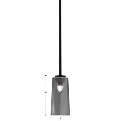Toltec Atlas 5in 1-Light Mini Pendant | Modern Matte Black and Smoke Bubble Glass | Kitchen Island & Dining Room | 5 x 10 in | Model 4501-MB-292