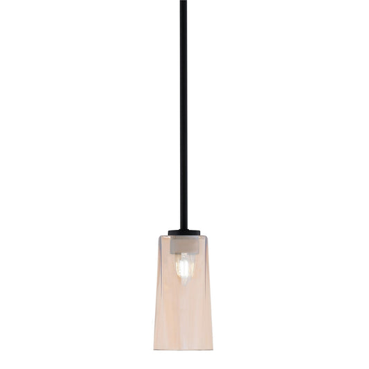 Toltec Atlas 5in 1-Light Mini Pendant | Modern Matte Black and Amber Gradient Glass | Kitchen Island & Dining Room | 5 x 10 in | Model 4501-MB-293