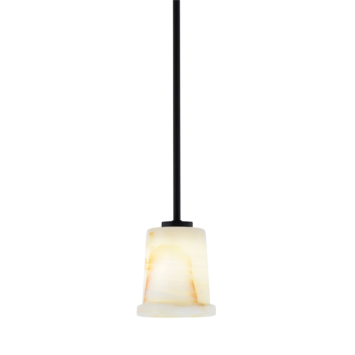 Toltec Atlas 5in 1-Light Mini Pendant | Matte Black and Natural Stone Glass | Kitchen Island & Dining Room | 5 x 6 in | Model 4501-MB-4128