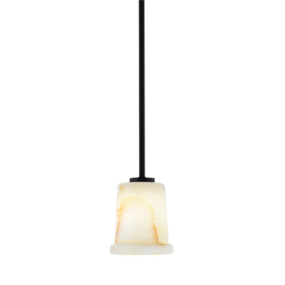 Toltec Atlas 5in 1-Light Mini Pendant | Matte Black and Natural Stone Glass | Kitchen Island & Dining Room | 5 x 6 in | Model 4501-MB-4128