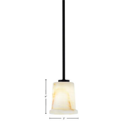 Toltec Atlas 5in 1-Light Mini Pendant | Matte Black and Natural Stone Glass | Kitchen Island & Dining Room | 5 x 6 in | Model 4501-MB-4128