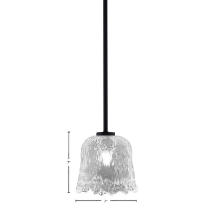 Toltec Atlas 7in 1-Light Mini Pendant | Modern Matte Black and Clear Lava Glass | Kitchen Island & Dining Room | 7 x 7 x 7 in | Model 4501-MB-4230
