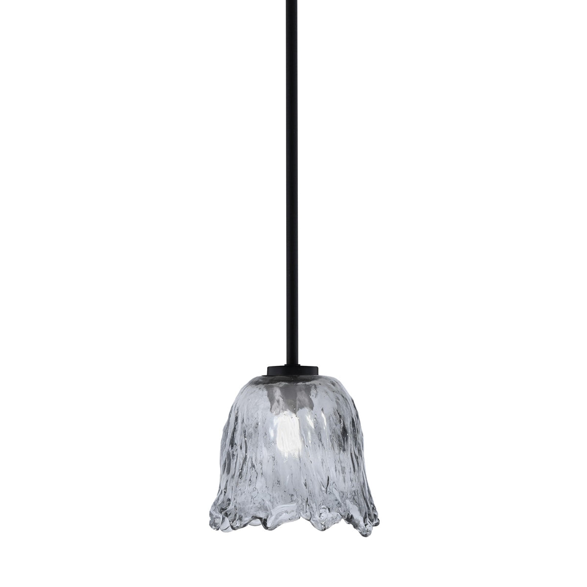 Toltec Atlas 7in 1-Light Mini Pendant | Modern Matte Black and Smoke Lava Glass | Kitchen Island & Dining Room | 7 x 7 x 7 in | Model 4501-MB-4232