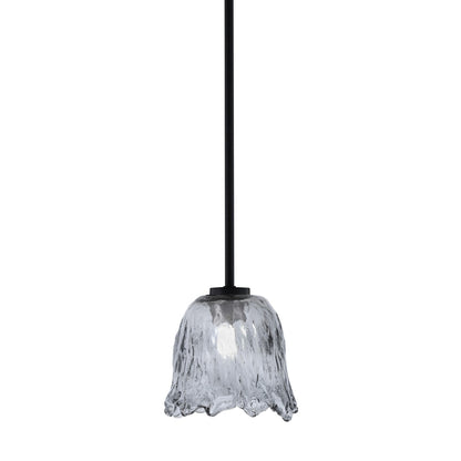 Toltec Atlas 7in 1-Light Mini Pendant | Modern Matte Black and Smoke Lava Glass | Kitchen Island & Dining Room | 7 x 7 x 7 in | Model 4501-MB-4232