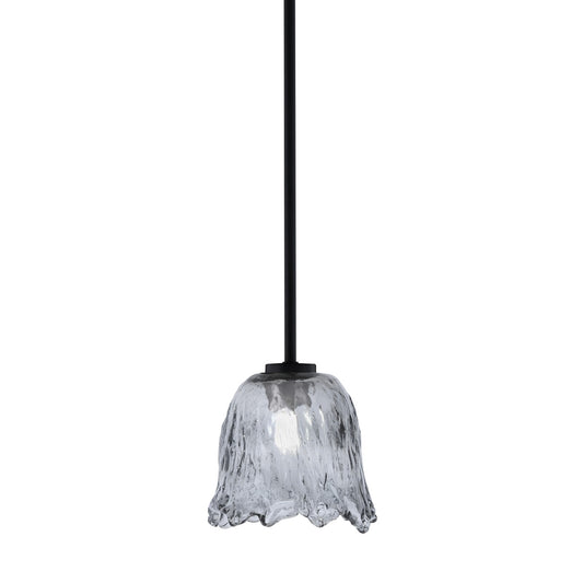 Toltec Atlas 7in 1-Light Mini Pendant | Modern Matte Black and Smoke Lava Glass | Kitchen Island & Dining Room | 7 x 7 x 7 in | Model 4501-MB-4232