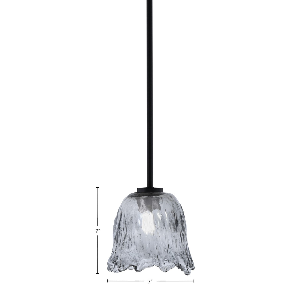 Toltec Atlas 7in 1-Light Mini Pendant | Modern Matte Black and Smoke Lava Glass | Kitchen Island & Dining Room | 7 x 7 x 7 in | Model 4501-MB-4232