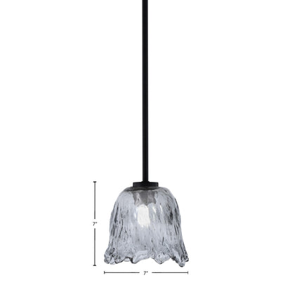 Toltec Atlas 7in 1-Light Mini Pendant | Modern Matte Black and Smoke Lava Glass | Kitchen Island & Dining Room | 7 x 7 x 7 in | Model 4501-MB-4232