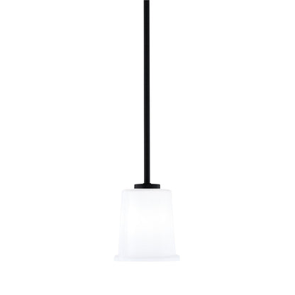 Toltec Atlas 5in 1-Light Mini Pendant | Modern Matte Black and White Opal Glass | Kitchen Island & Dining Room | 5 x 6 in | Model 4501-MB-5031