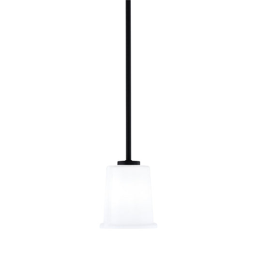 Toltec Atlas 5in 1-Light Mini Pendant | Modern Matte Black and White Opal Glass | Kitchen Island & Dining Room | 5 x 6 in | Model 4501-MB-5031