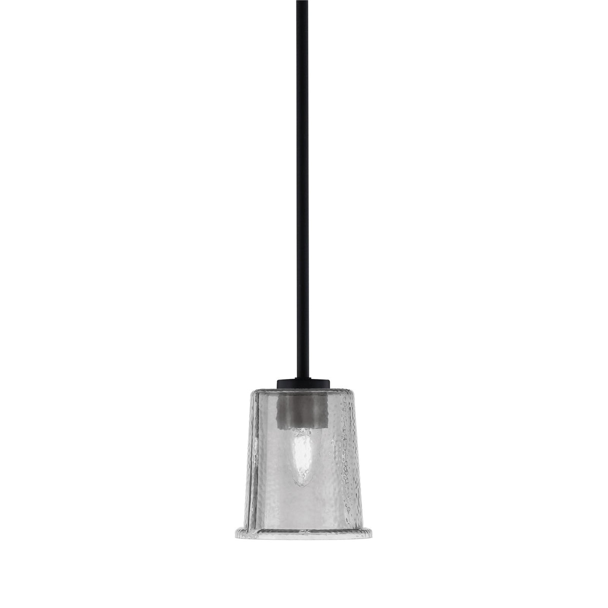 Toltec Atlas 5in 1-Light Mini Pendant | Modern Matte Black and Smoke Bubble Glass | Kitchen Island & Dining Room | 5 x 5 x 6 in | Model 4501-MB-5032
