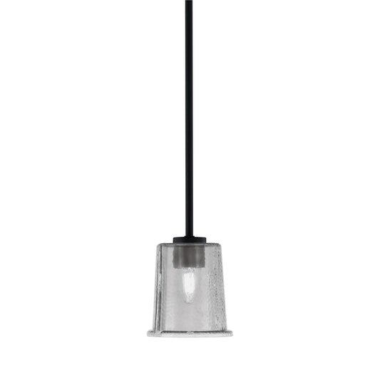 Toltec Atlas 5in 1-Light Mini Pendant | Modern Matte Black and Smoke Bubble Glass | Kitchen Island & Dining Room | 5 x 5 x 6 in | Model 4501-MB-5032
