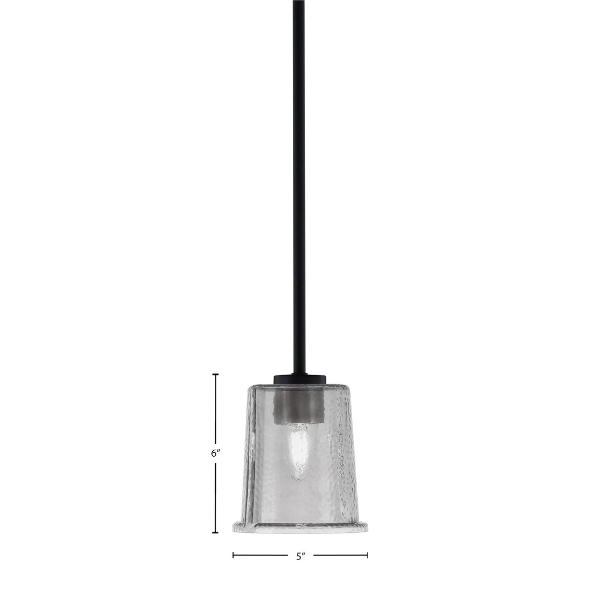Toltec Atlas 5in 1-Light Mini Pendant | Modern Matte Black and Smoke Bubble Glass | Kitchen Island & Dining Room | 5 x 5 x 6 in | Model 4501-MB-5032