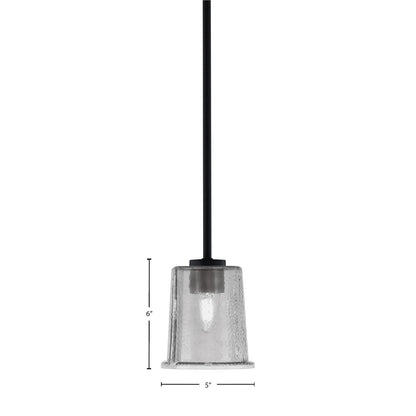 Toltec Atlas 5in 1-Light Mini Pendant | Modern Matte Black and Smoke Bubble Glass | Kitchen Island & Dining Room | 5 x 5 x 6 in | Model 4501-MB-5032