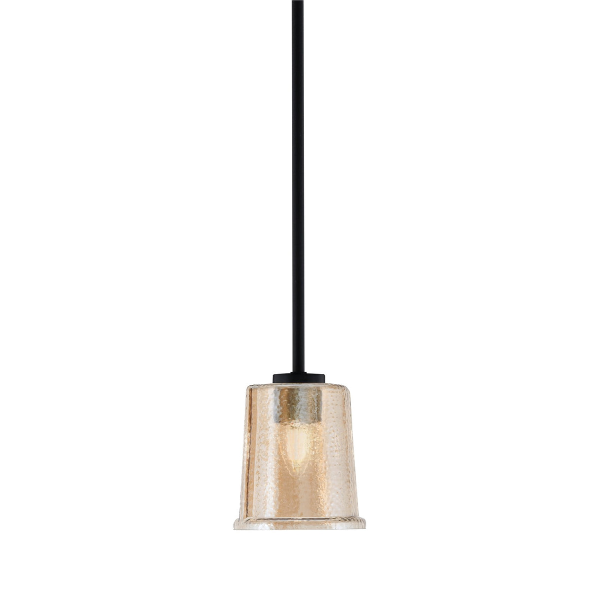 Toltec Atlas 5in 1-Light Mini Pendant | Modern Matte Black and Amber Bubble Glass | Kitchen Island & Dining Room | 5 x 5 x 6 in | Model 4501-MB-5033