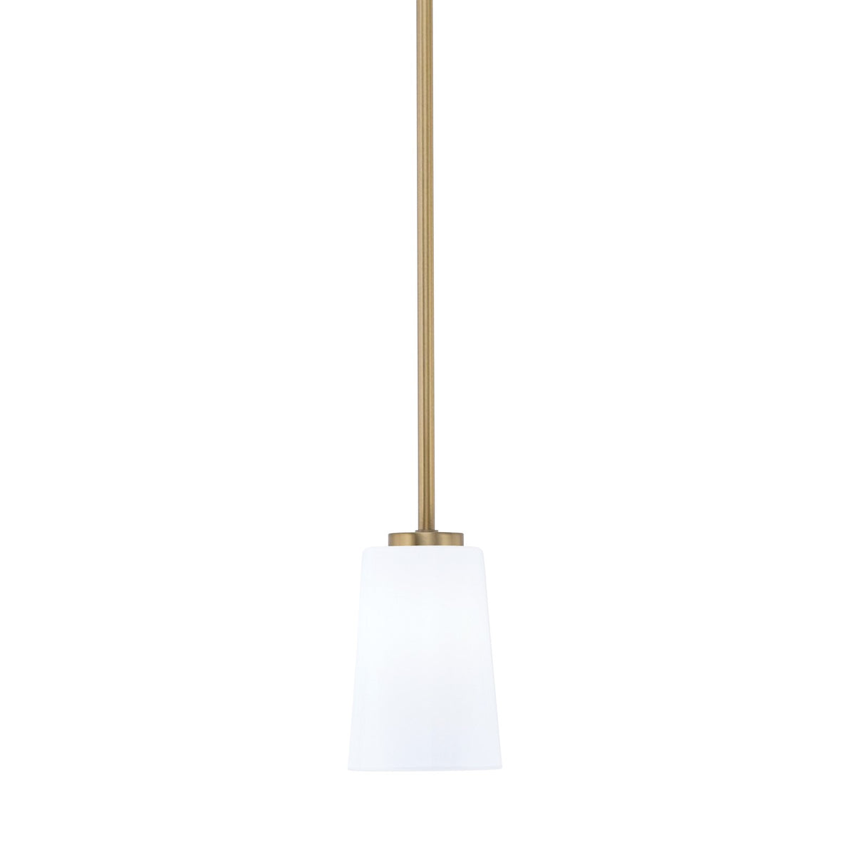 Toltec Atlas 4.5in 1-Light Mini Pendant | New Age Brass and White Opal Glass | Kitchen Island & Dining Room | 4.5 x 6.75 in | Model 4501-NAB-261
