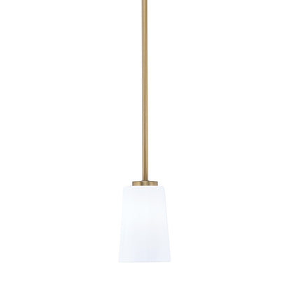 Toltec Atlas 4.5in 1-Light Mini Pendant | New Age Brass and White Opal Glass | Kitchen Island & Dining Room | 4.5 x 6.75 in | Model 4501-NAB-261