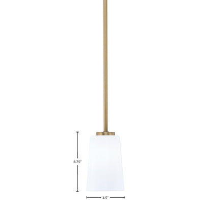 Toltec Atlas 4.5in 1-Light Mini Pendant | New Age Brass and White Opal Glass | Kitchen Island & Dining Room | 4.5 x 6.75 in | Model 4501-NAB-261