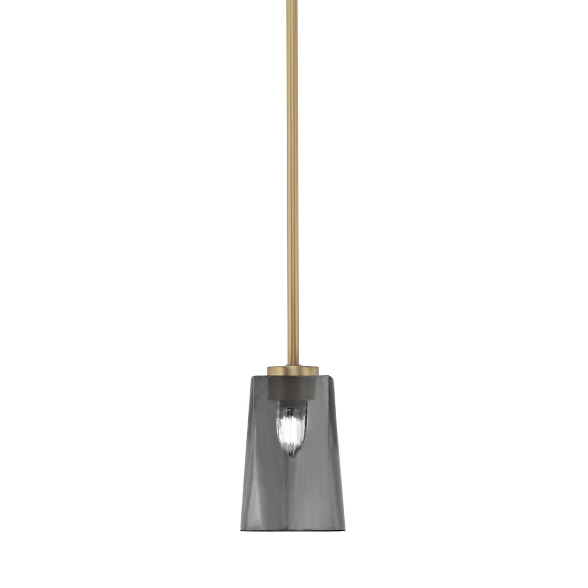 Toltec Atlas 4.5in 1-Light Mini Pendant | New Age Brass and Smoke Bubble Glass | Kitchen Island & Dining Room | 4.5 x 6.75 in | Model 4501-NAB-262
