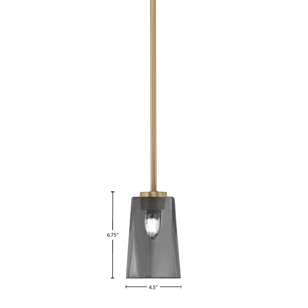 Toltec Atlas 4.5in 1-Light Mini Pendant | New Age Brass and Smoke Bubble Glass | Kitchen Island & Dining Room | 4.5 x 6.75 in | Model 4501-NAB-262