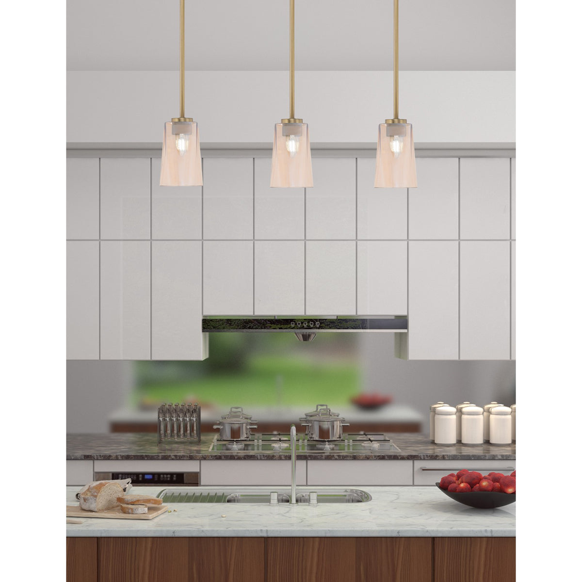 Toltec Atlas 4.5in 1-Light Mini Pendant | New Age Brass and Amber Gradient Glass | Kitchen Island & Dining Room | 4.5 x 6.75 in | Model 4501-NAB-263