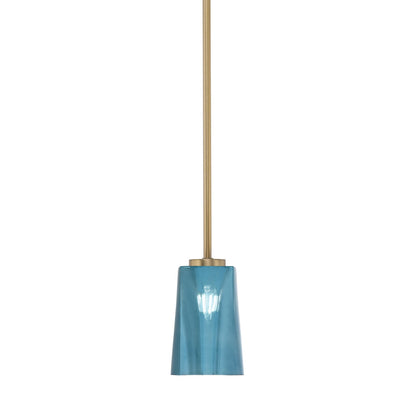 Toltec Atlas 4.5in 1-Light Mini Pendant | New Age Brass and Blue Gradient Glass | Kitchen Island & Dining Room | 4.5 x 6.75 in | Model 4501-NAB-265